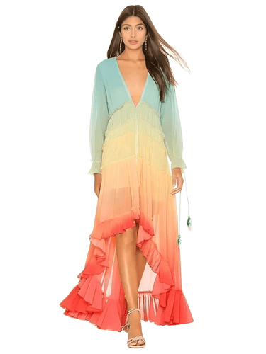Women's Summer Bohemian Dress Gradient Elegant Maxi Dress Patchwork Rainbow Color Party Dress Ruffles, Drestiny, Dresses, Long Sleeves, Maxi Dresses, Ankle Length Dresses, Rainbow, S, M, L, United States, USA, Canada, Australia, New Zealand, United Kingdom, UK, bohemian summer dress, women's boho dress, casual summer dress, beach dress, boho summer dress, summer maxi dress, beach dress women, womens bohemian dress, shopdrestiny.com